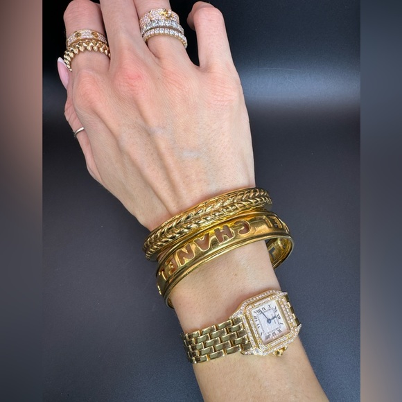 Fabulous 24K gold plated Chanel vintage bangles set - Picture 14 of 14